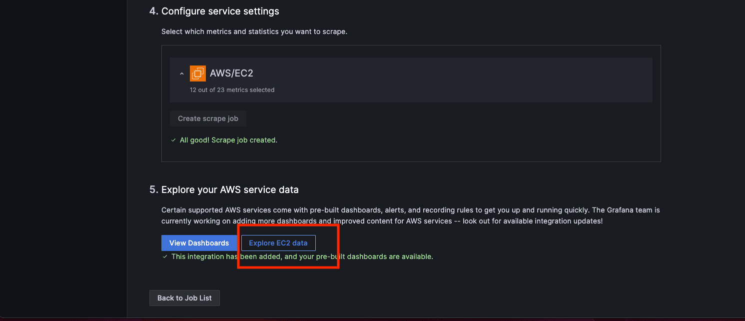 A screenshot showing how to use the Explore EC2 data button