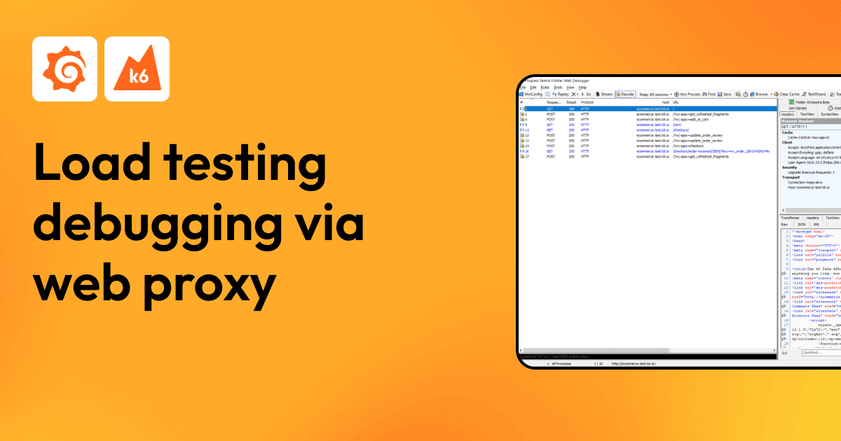 k6 load testing debugging using a web proxy