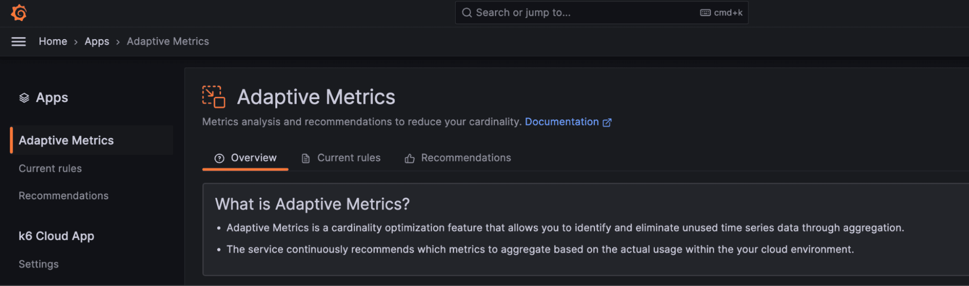 The Adaptive Metrics plugin page