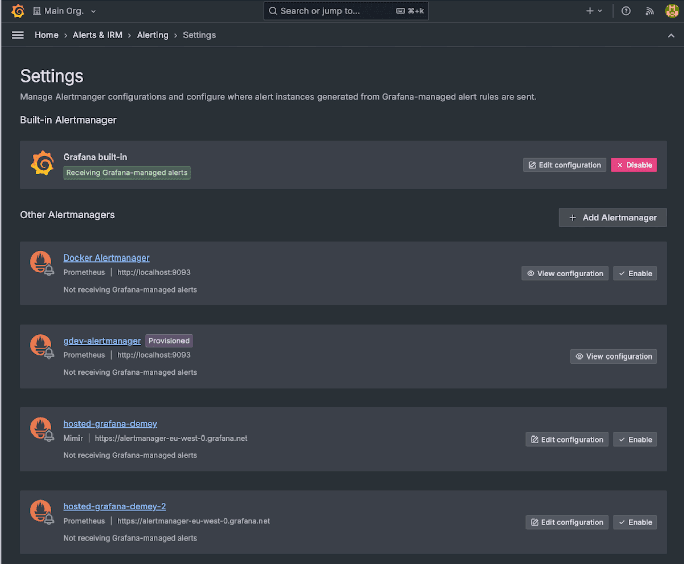 The new Grafana Alerting settings page