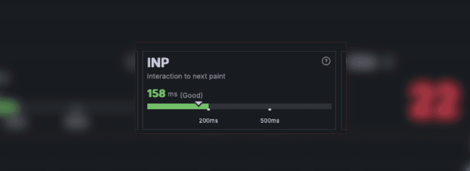 A screenshot of the INP metric in Frontend Observability