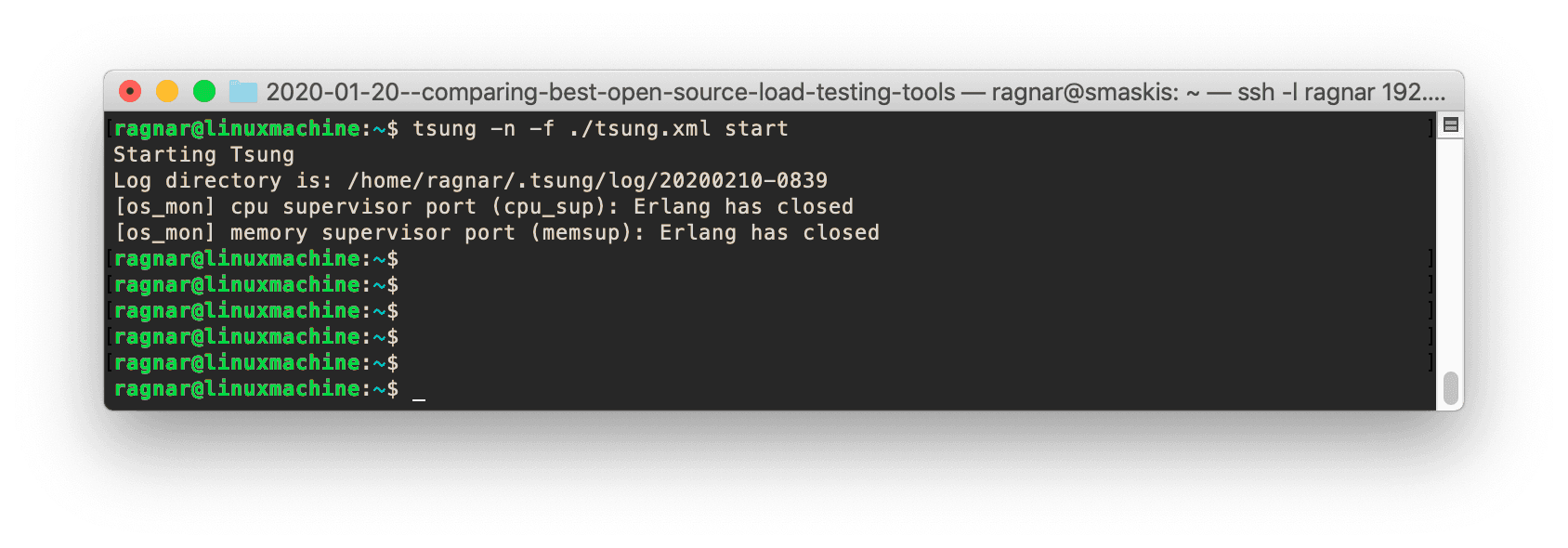 Tsung runtime screenshot