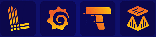 Logos for Loki, Grafana, Tempo, and Mimir.