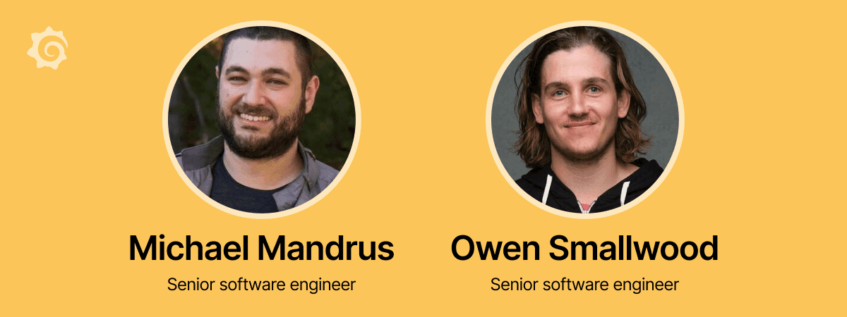 A headshot of Michael Mandrus and Owen Smallwood.