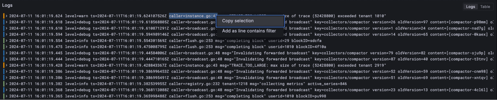 Copy selection screenshot