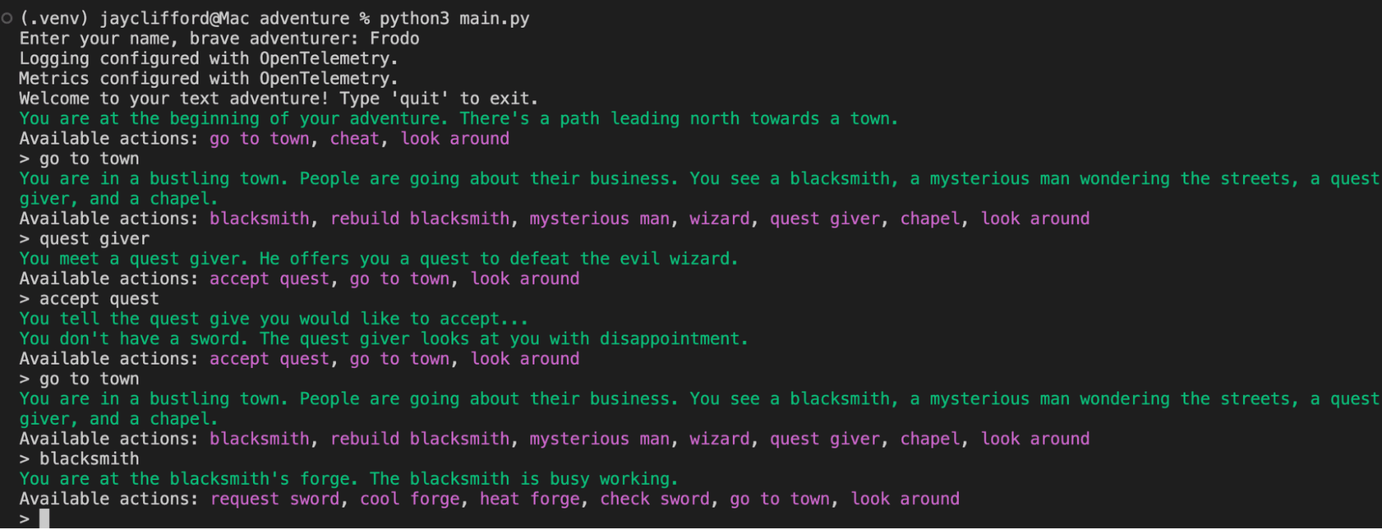 A screenshot of the Quest World text.