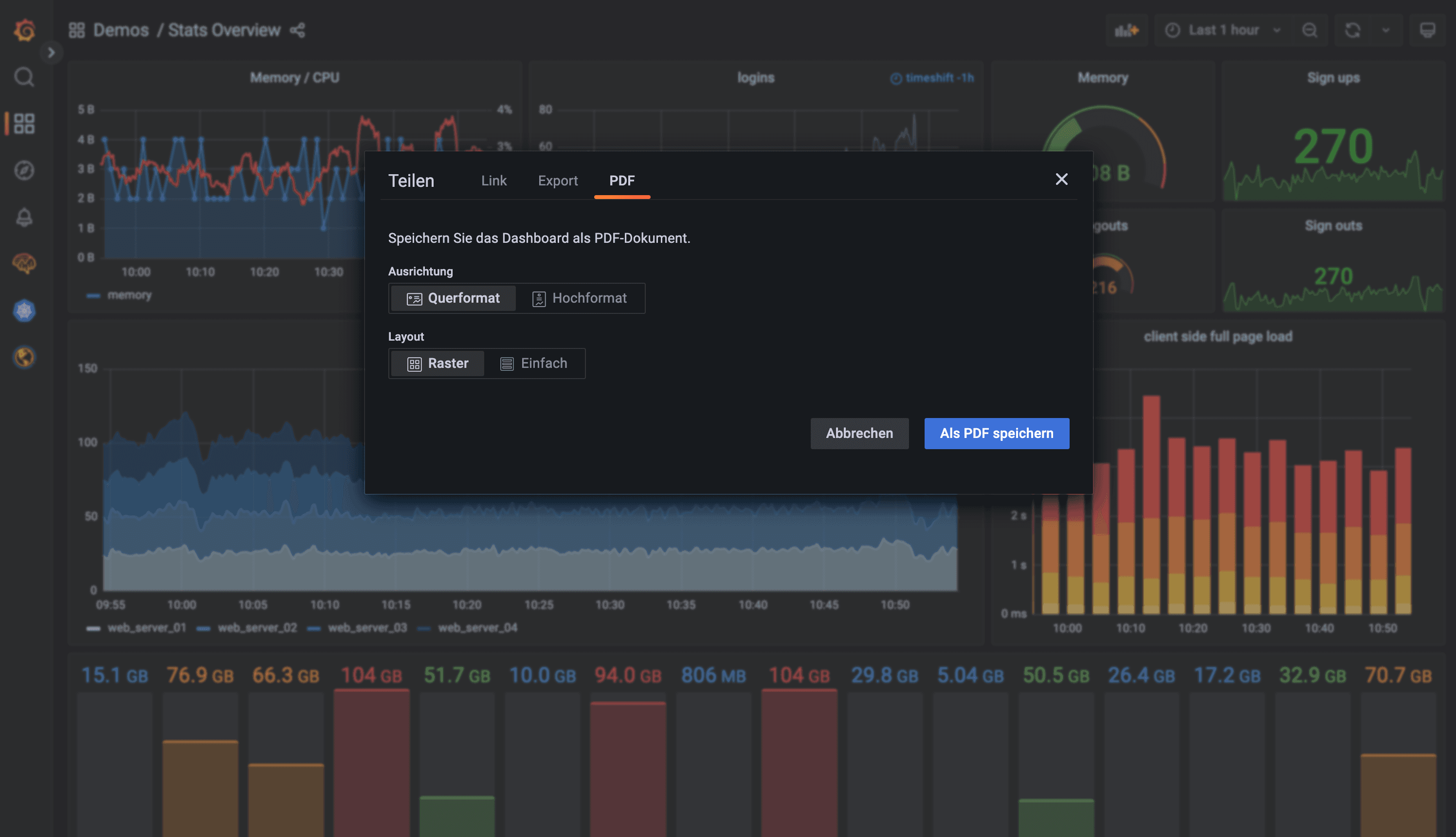 Screenshot of Grafana UI with localization functionality