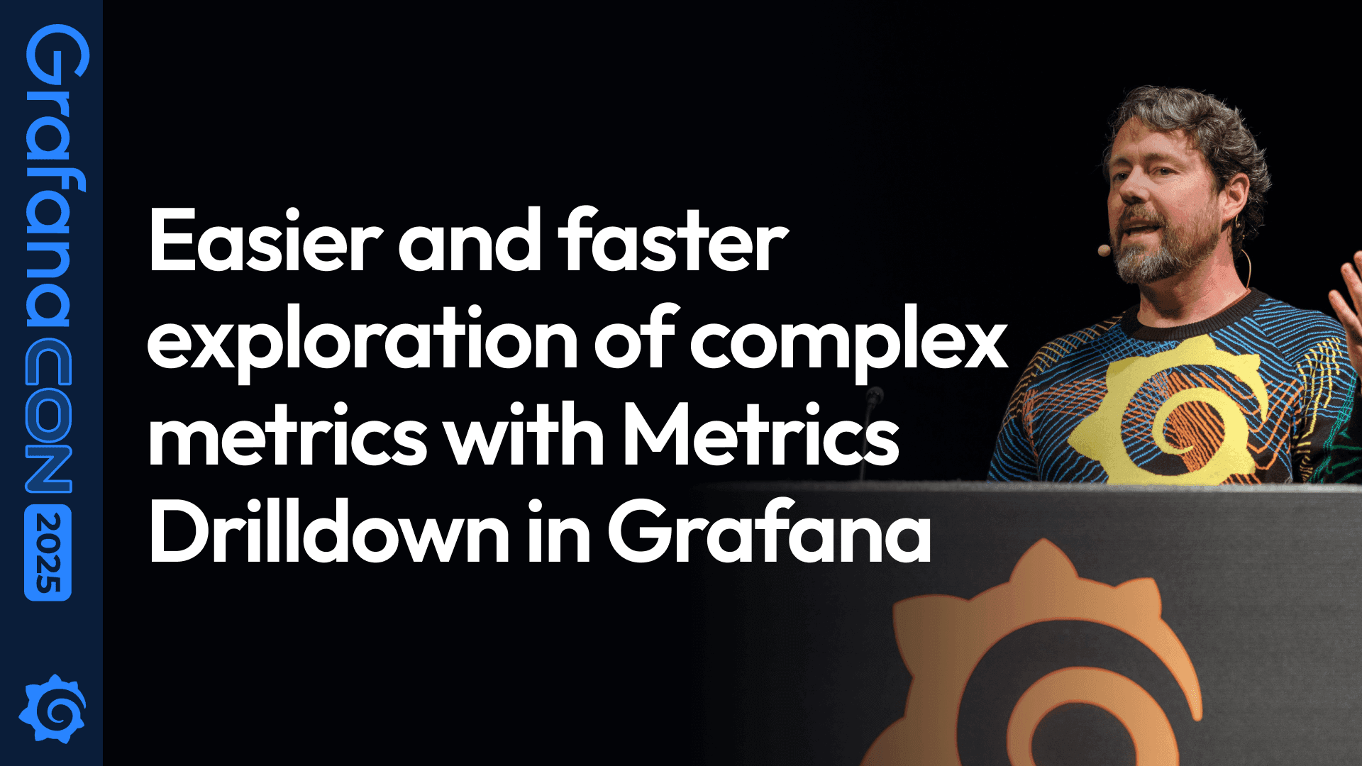 The session card for the Metrics Drilldown talk.