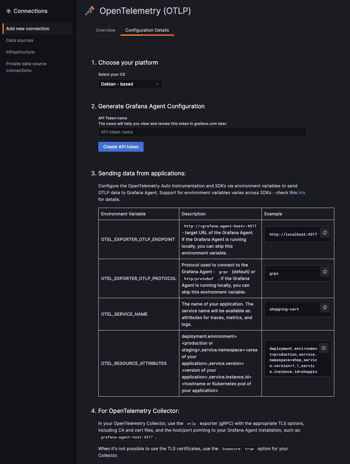 A screenshot of the 'Add new connection' screen in Grafana Cloud