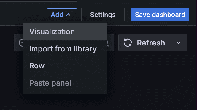 A screenshot of the Add visualization button.