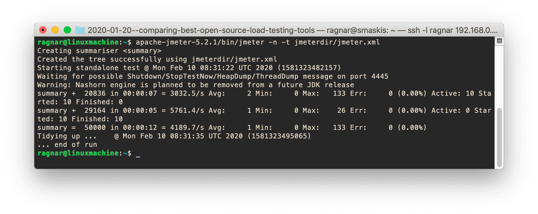 JMeter runtime screenshot