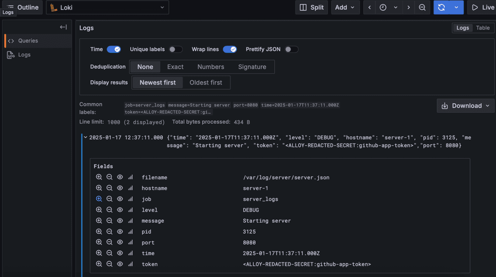 How to redact secrets from logs with Grafana Alloy and Loki | Grafana Labs