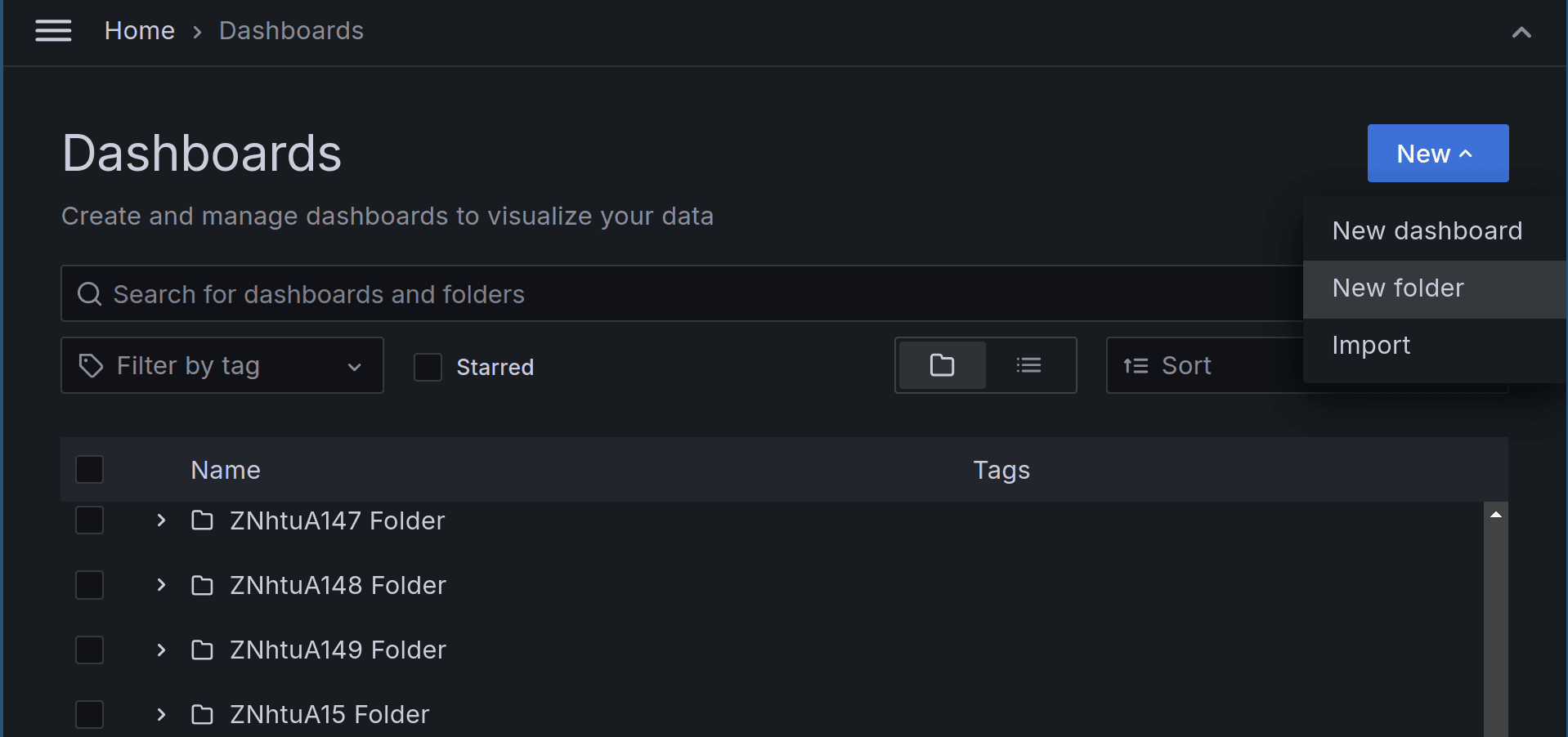New folder selection