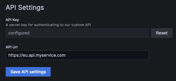 A screenshot of the out-of-the-box Grafana app plugin configuration settings page.
