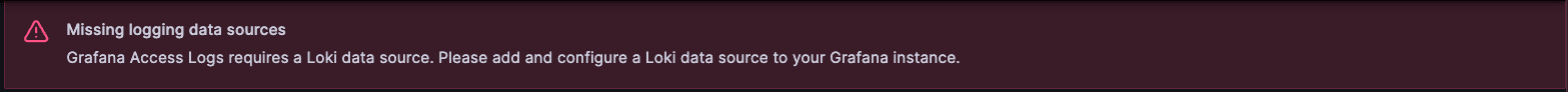 A screenshot of an error message about missing logging data sources
