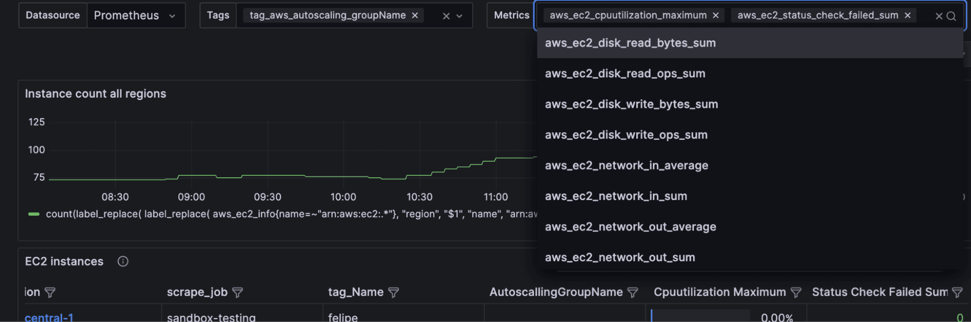 A screenshot shows how to pick which metrics to include in the table