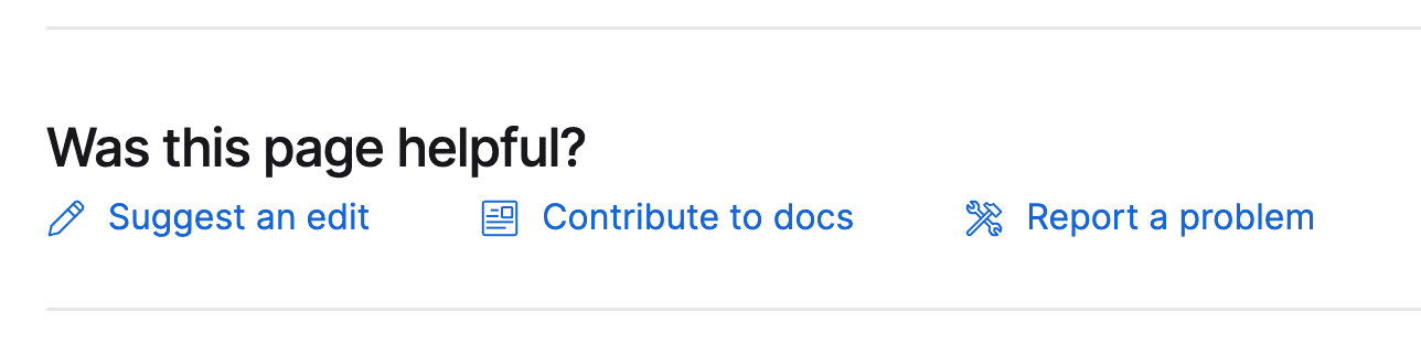A screenshot of the Suggest an edit button Was this page helpful? prompt