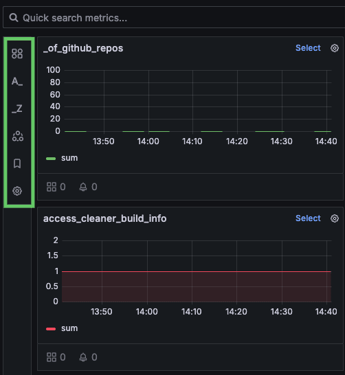 A screenshot of the new sidebar menu for Metrics Drilldown.