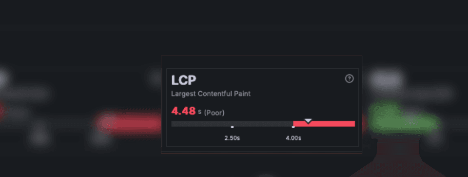 A screenshot of the LCP metric in Frontend Observability