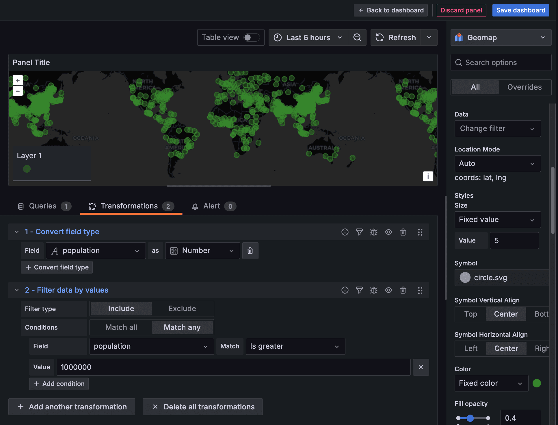 A screenshot of the geomap with both transformations applied.
