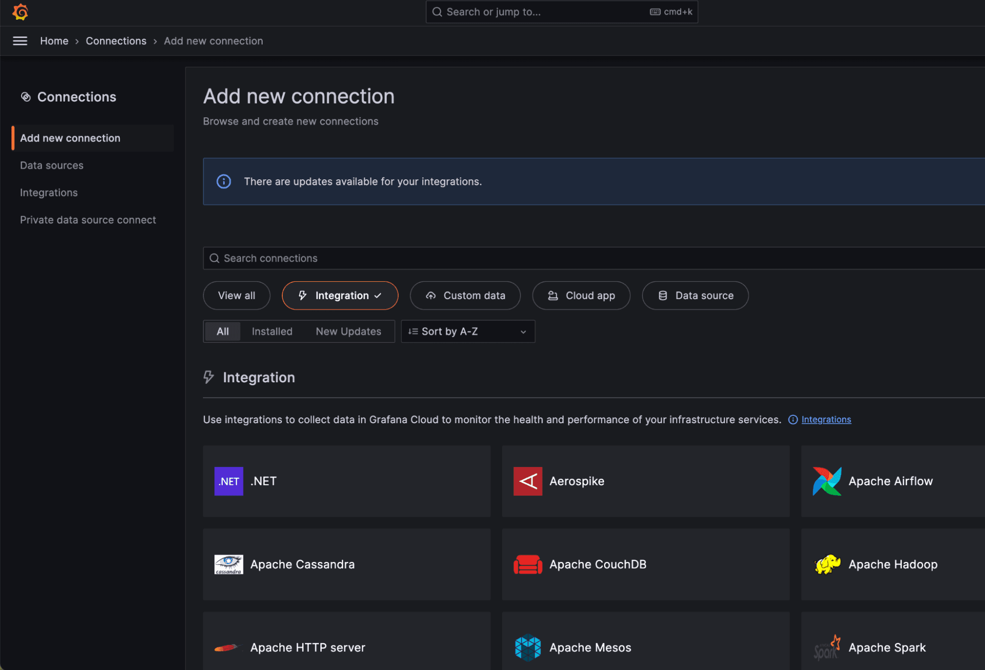 A screenshot of the Add new connection page