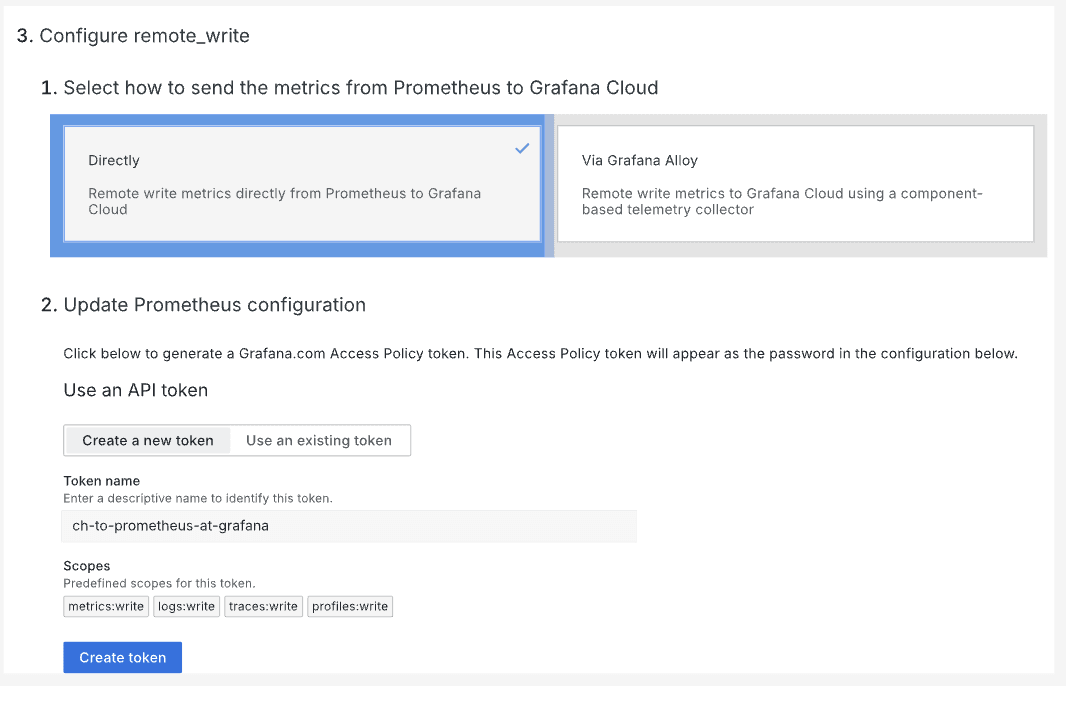 Send metrics direclty menu