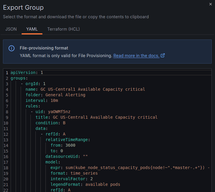 Alerting as code sample in Grafana Alerting