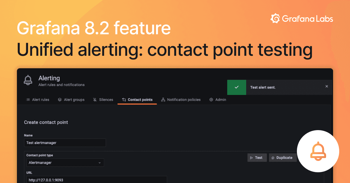 New in Grafana 8.2: Test contact points for alerts before they fire