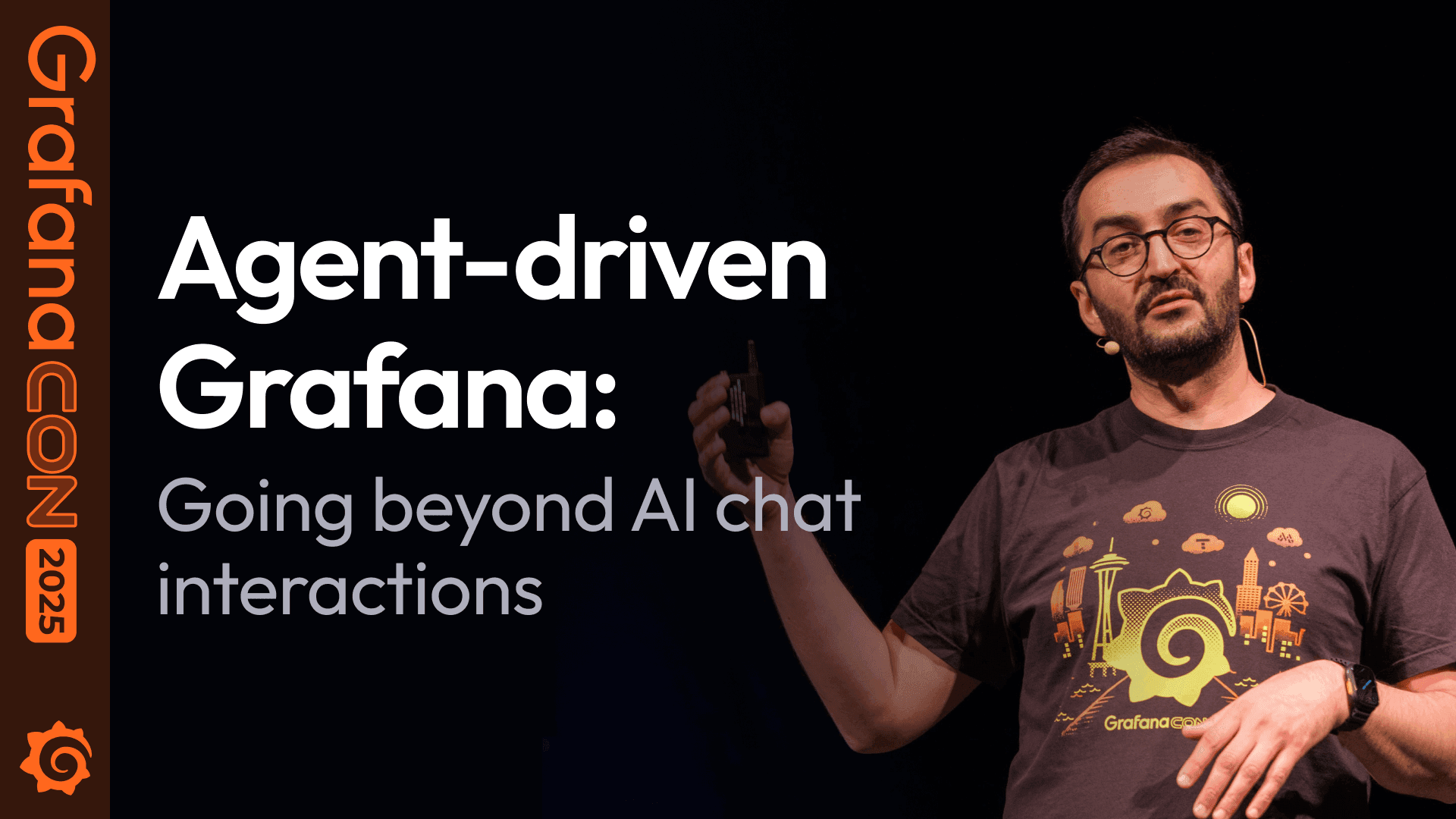 The session card for the agent-driven Grafana talk.