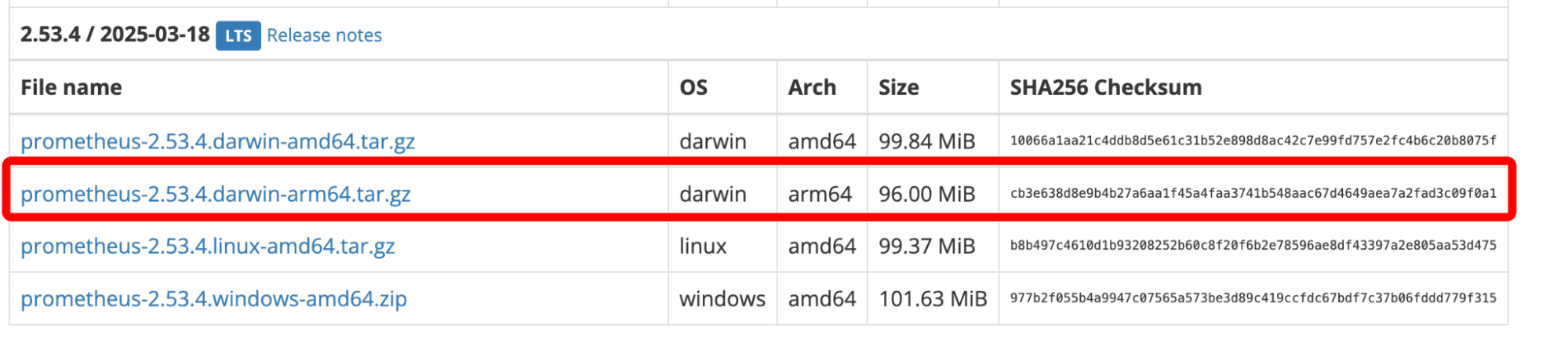 arm64 file highlighted