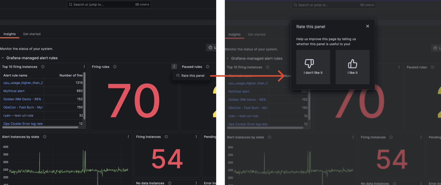 A screenshot of the Rate this panel feature.