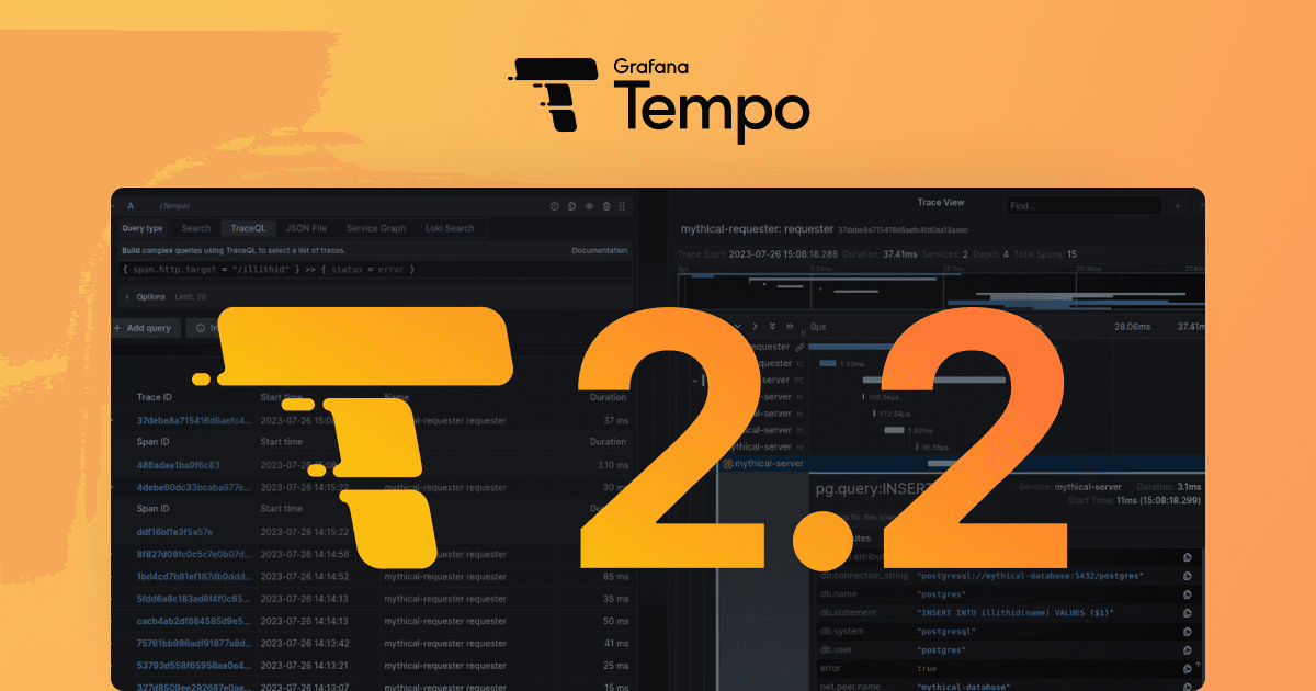Grafana Tempo 2.2 release: TraceQL structural operators are here!