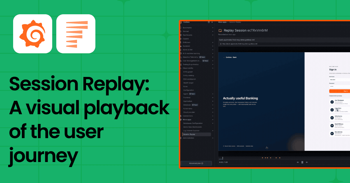 Visual playback of the user journey: Introducing Session Replay in Grafana Cloud Frontend Observability