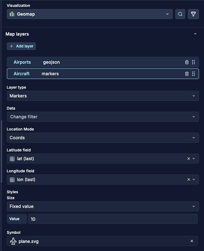 Geomap menu