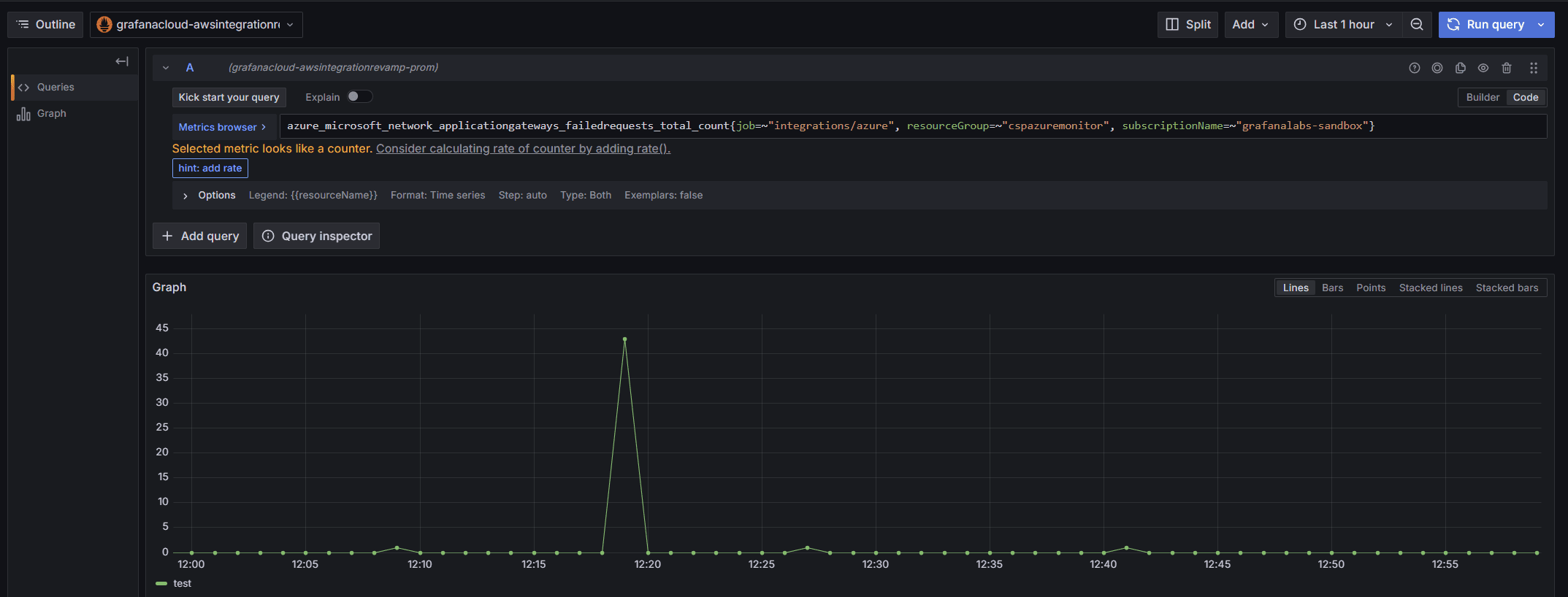 Running a query in Cloud Provider Observability