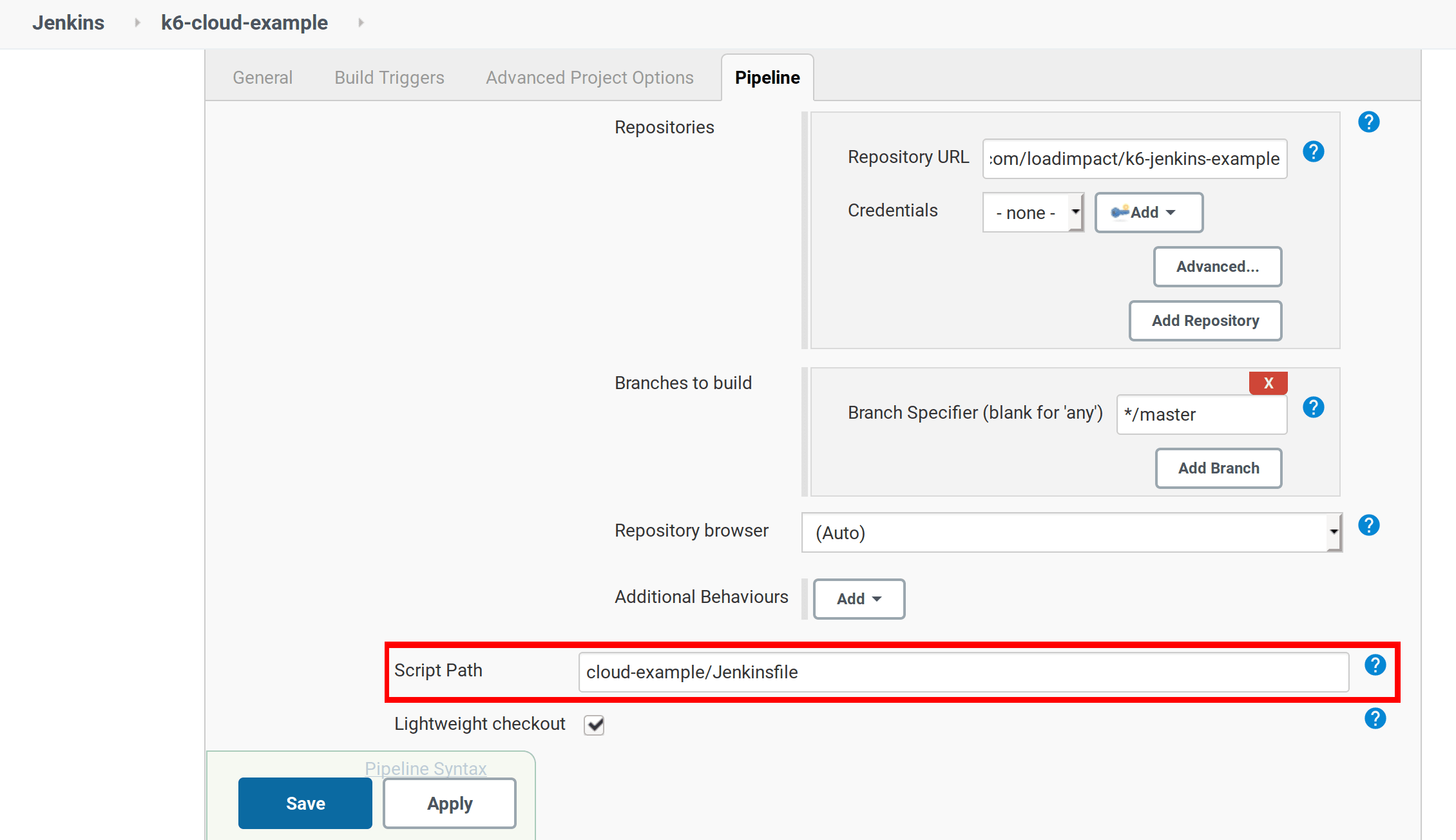 Jenkins example