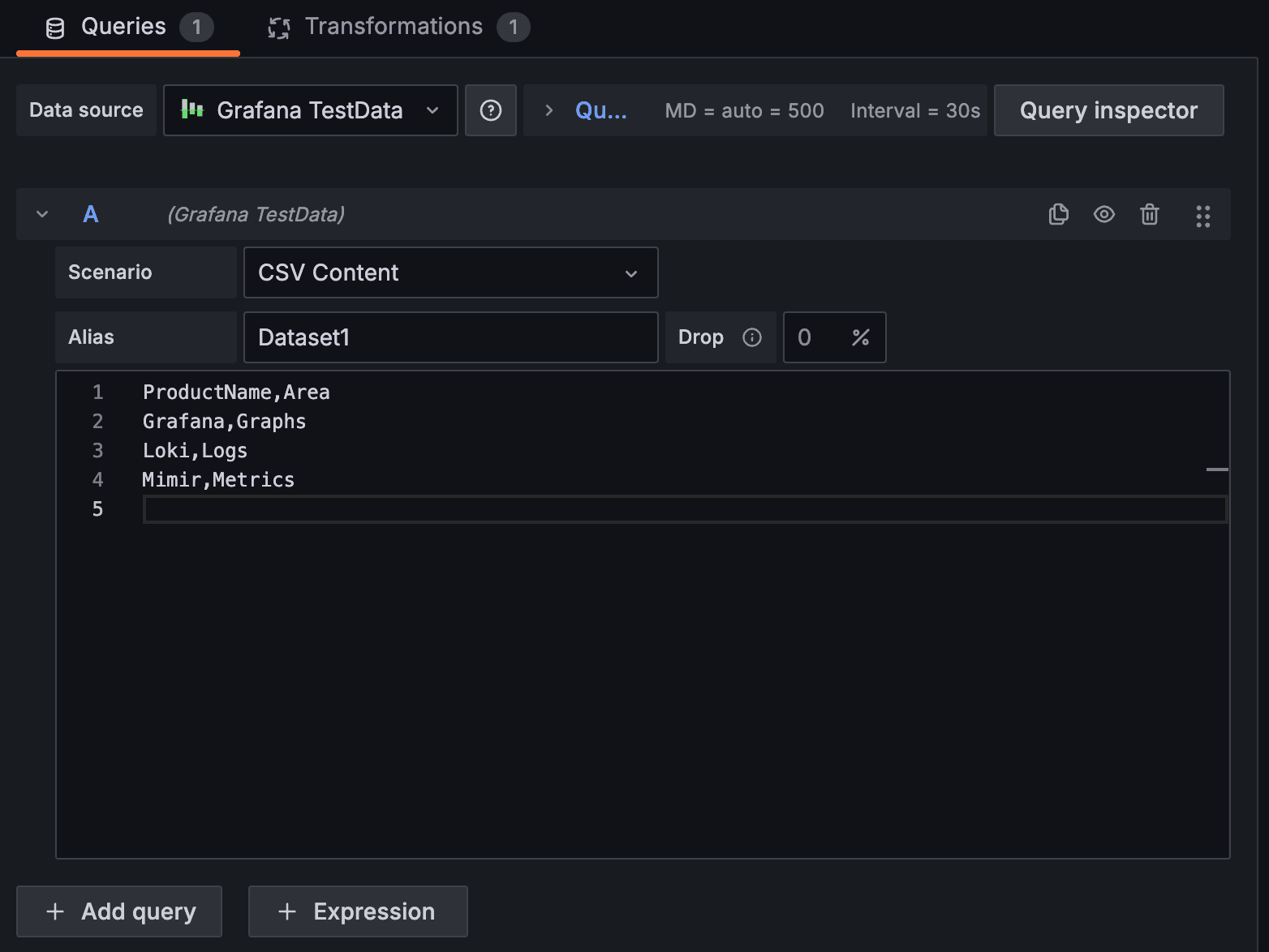A screenshot of the Queries section.