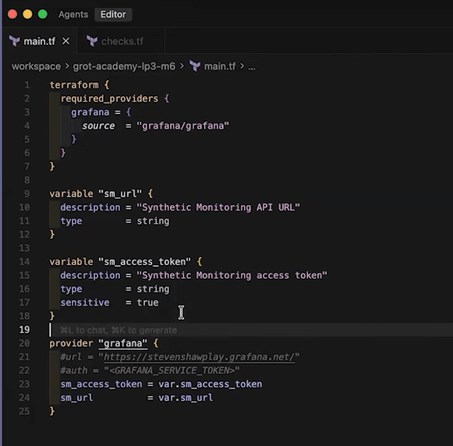A screenshot of the main.tf file.