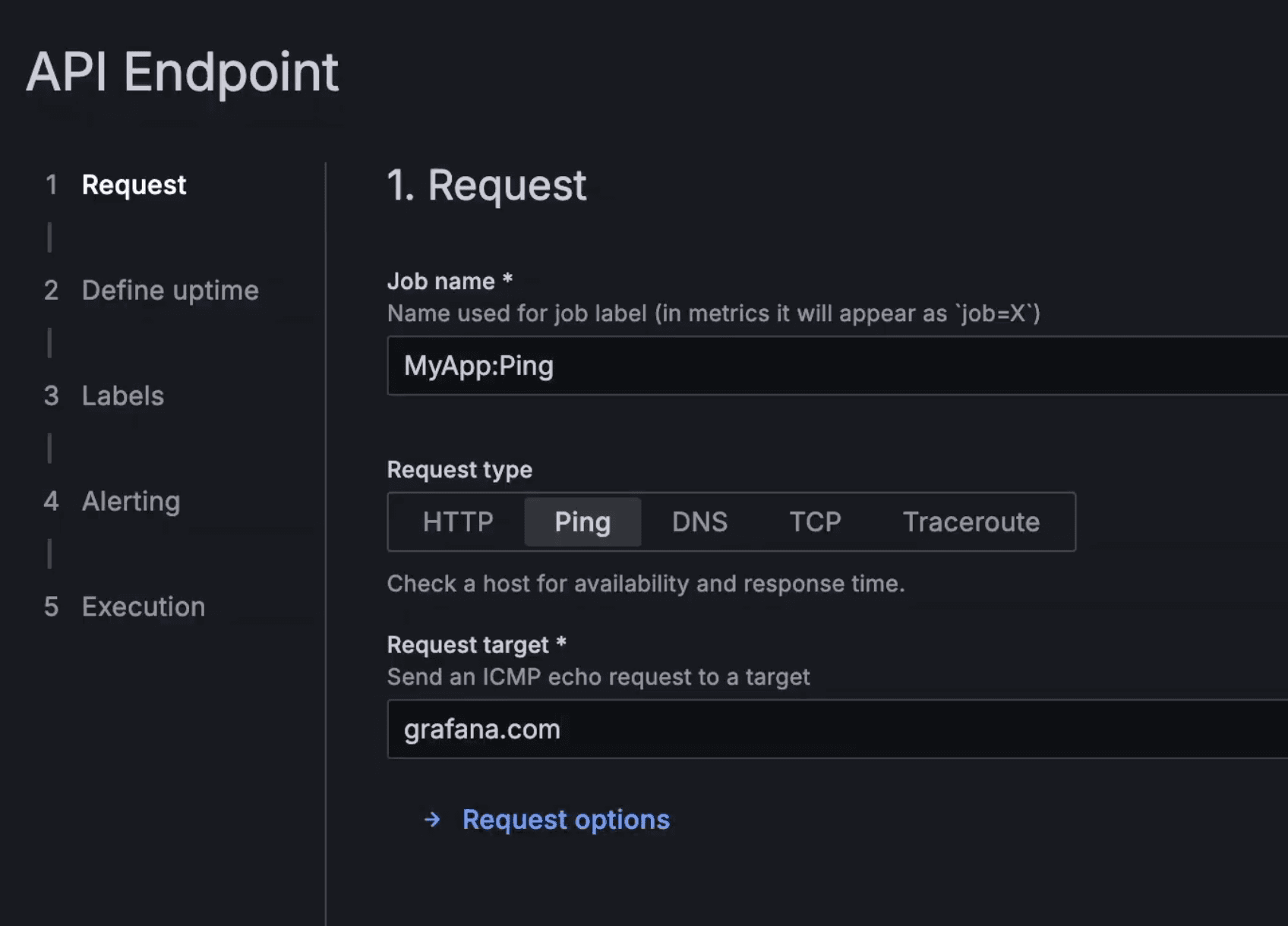 A screenshot of the check configuration form.
