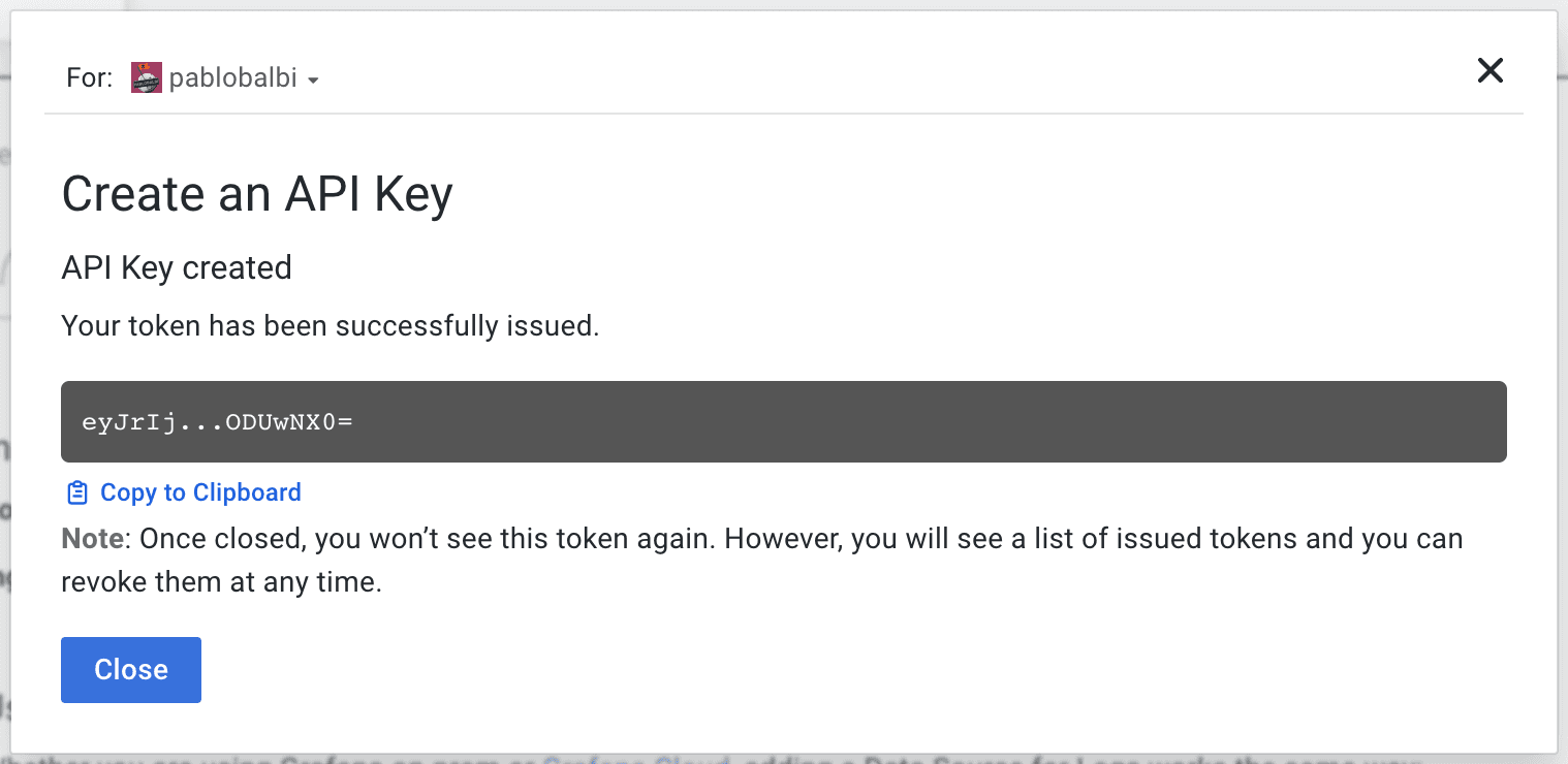 Create an API key in Grafana Cloud for Heroku logs.