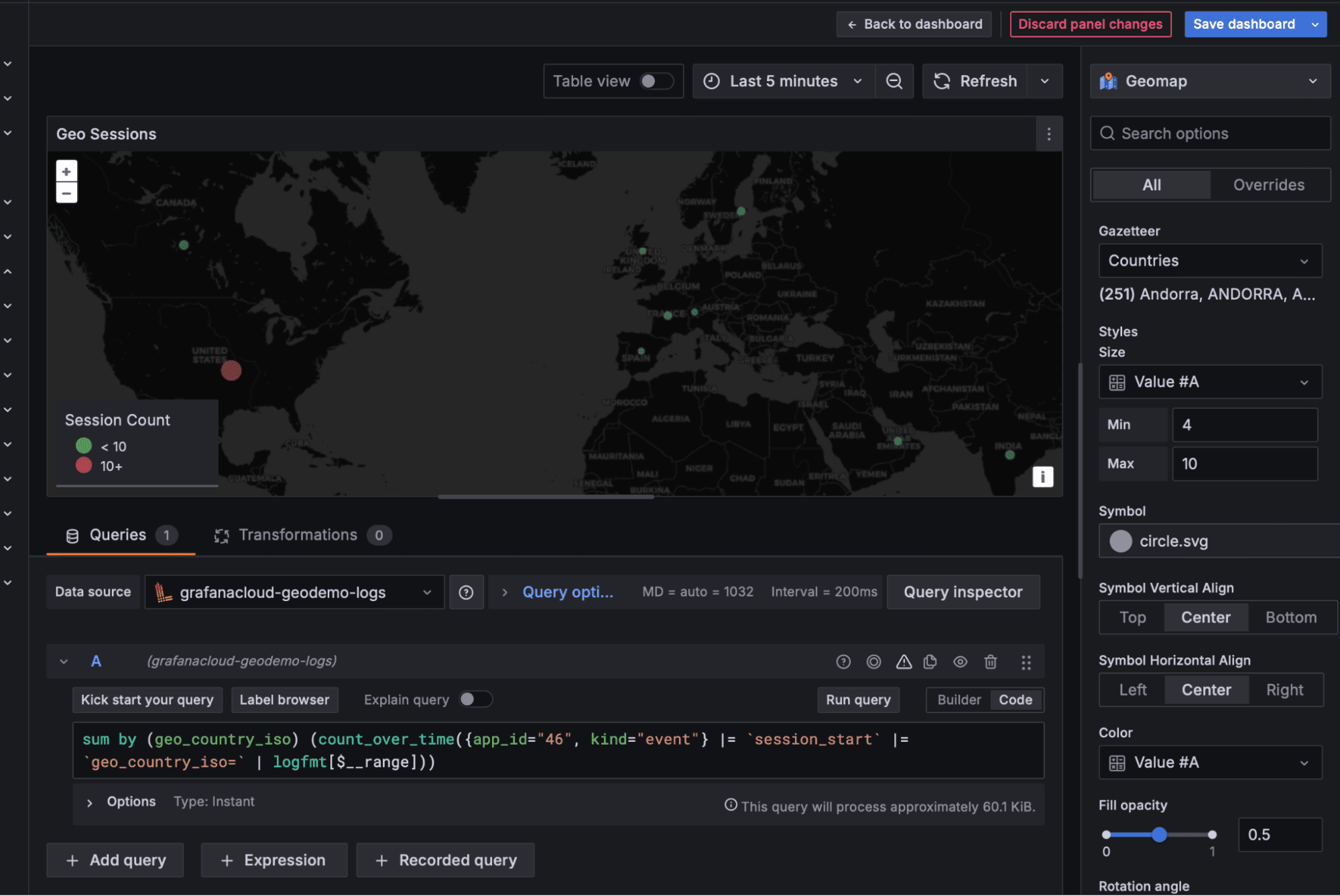 A screenshot showing the Geo Panel for interactive geographic visualizations.