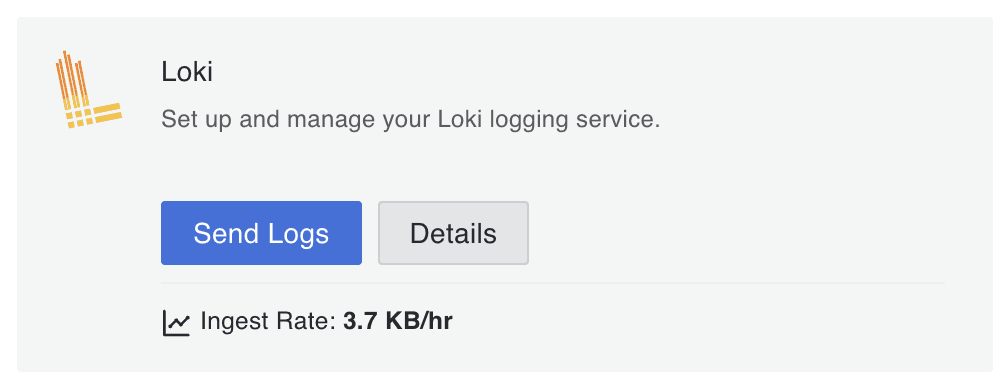 Screenshot of Loki data source button in Grafana Cloud Portal