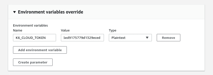 Enviroment variables override in AWS CodeBuild