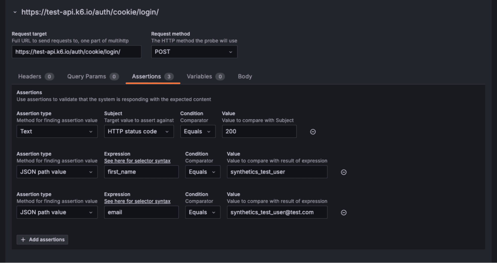A screenshot of the equivalent MultiHTTP section.