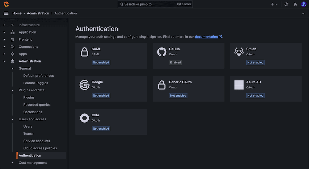 A screenshot of SSO settings.