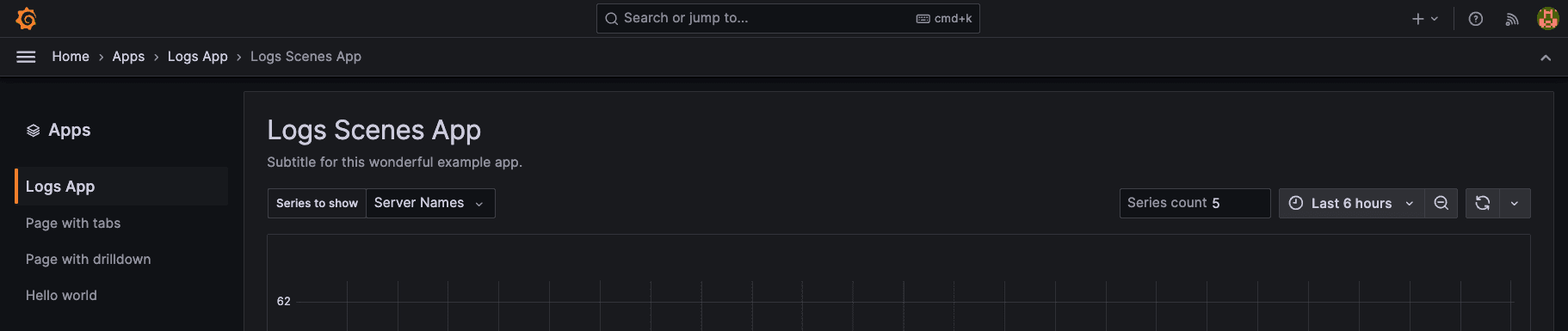 A screenshot of the title and subtitle for the Logs Scenes App
