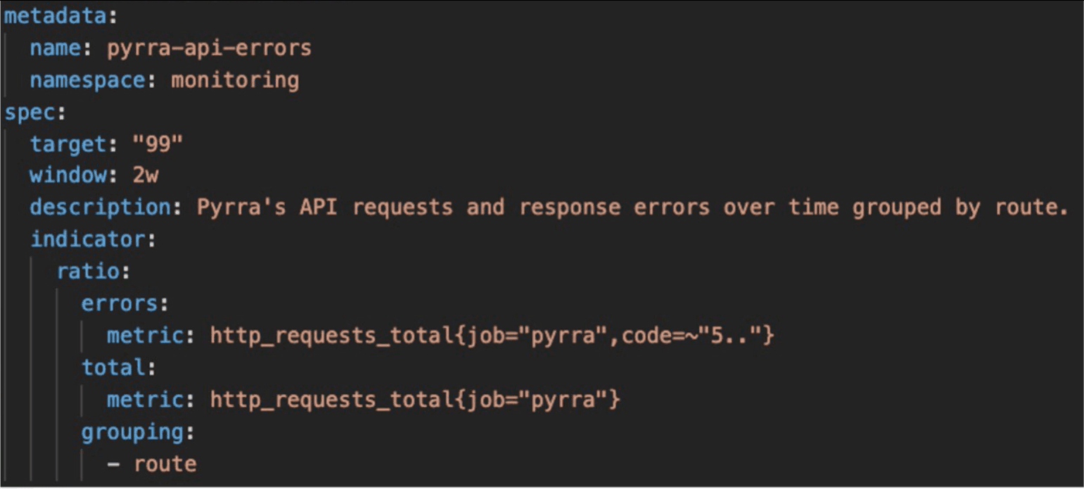 Kubernetes code snippet that defines an SLO for Daimler Truck