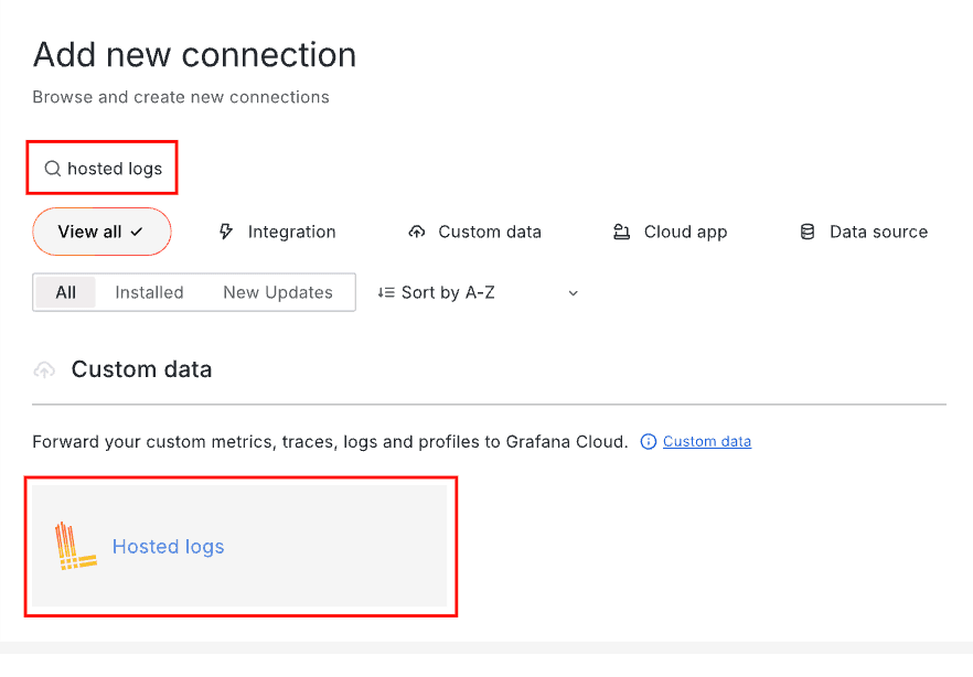 The Hosted Loki data connection