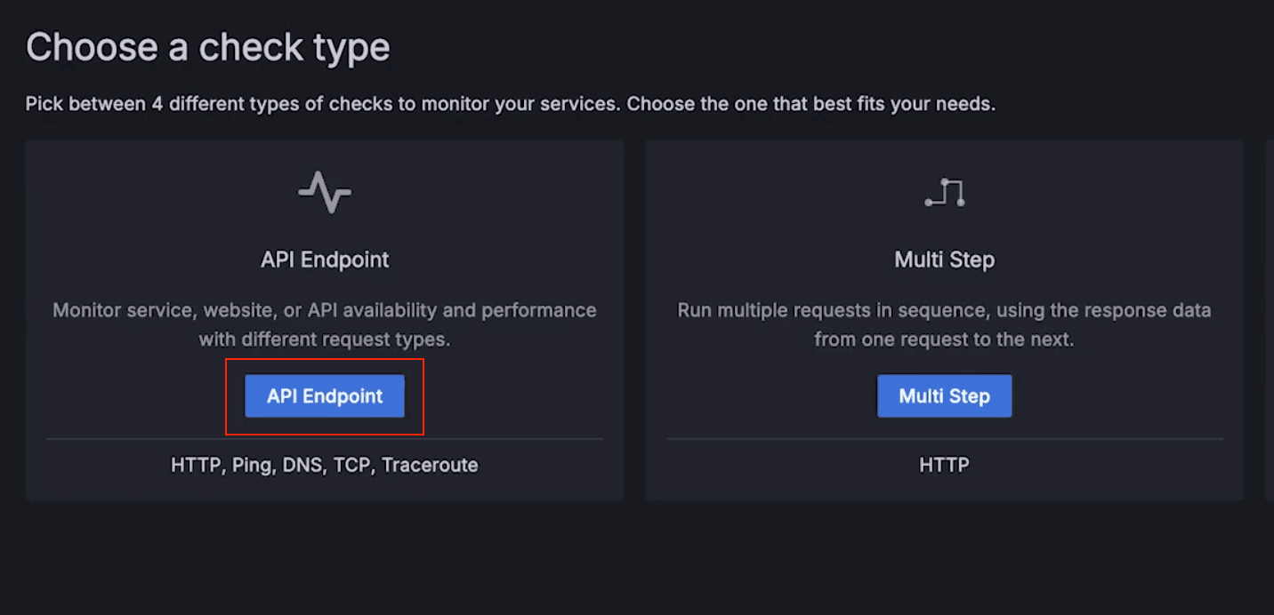 A screenshot showing check type options.