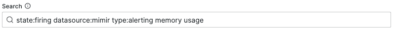 Screenshot of Grafana Alerting search field